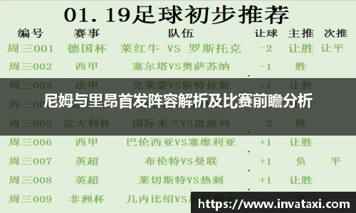 尼姆与里昂首发阵容解析及比赛前瞻分析